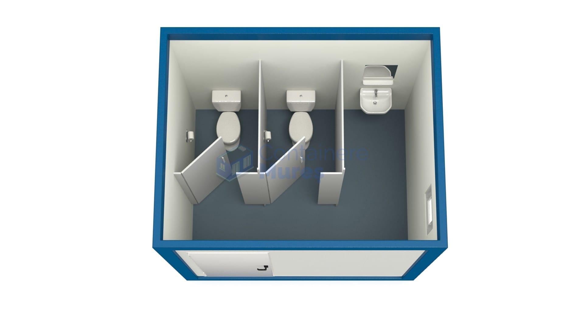 container sanitar mures 3metri 2wc albastru