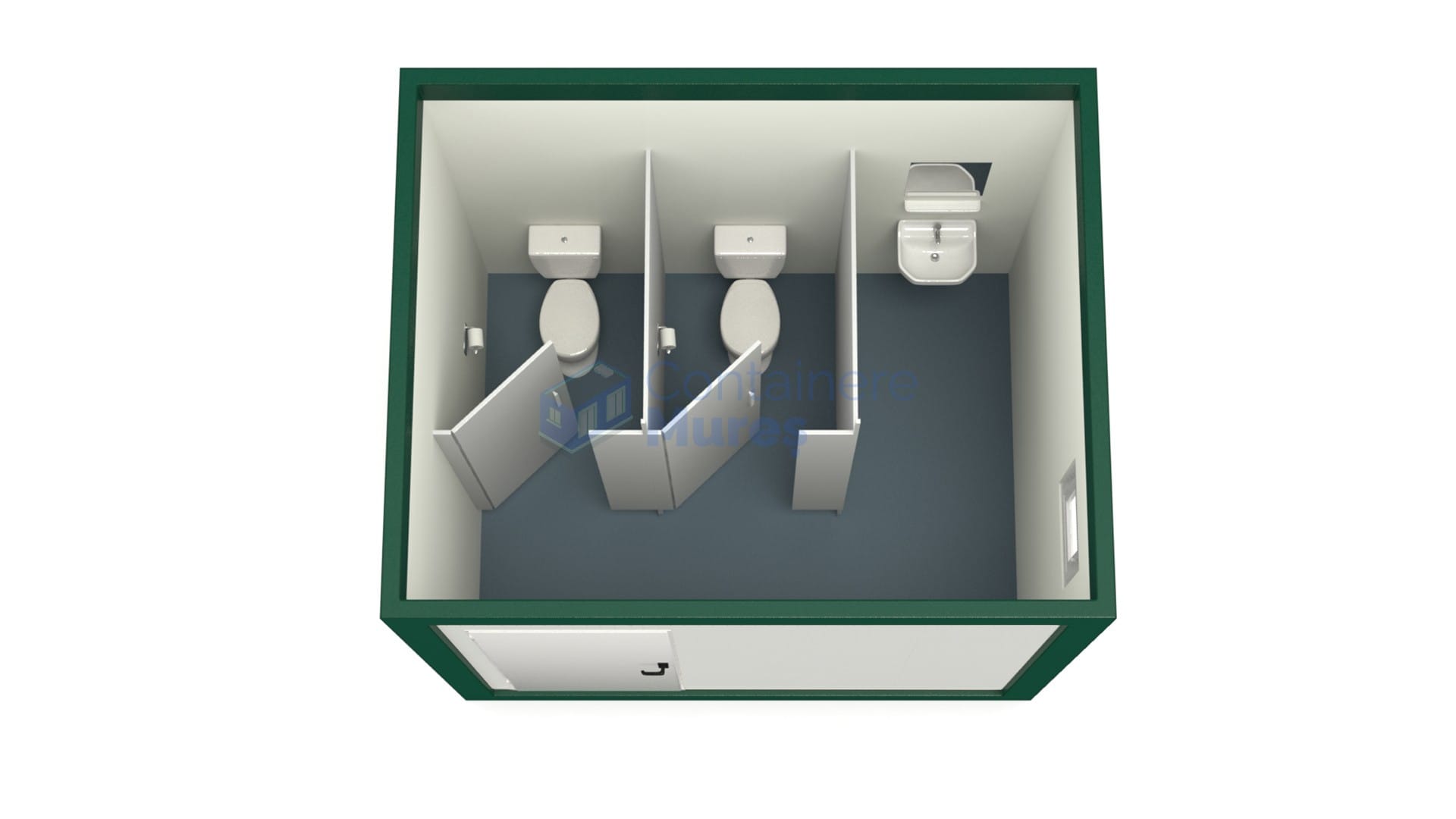 container sanitar mures 3metri 2wc verde