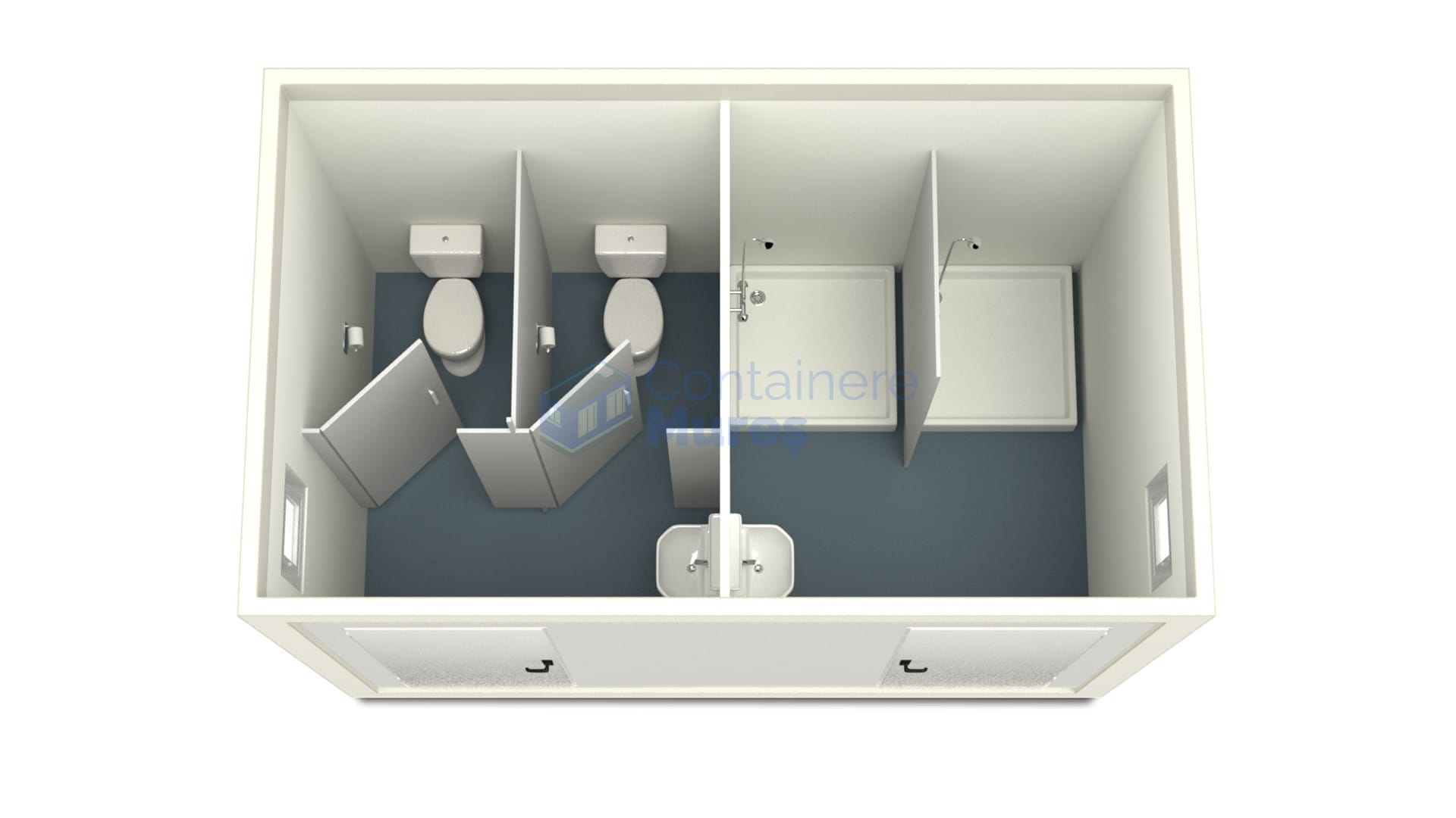 container sanitar mures 4metri 2dusuri 2wc alb