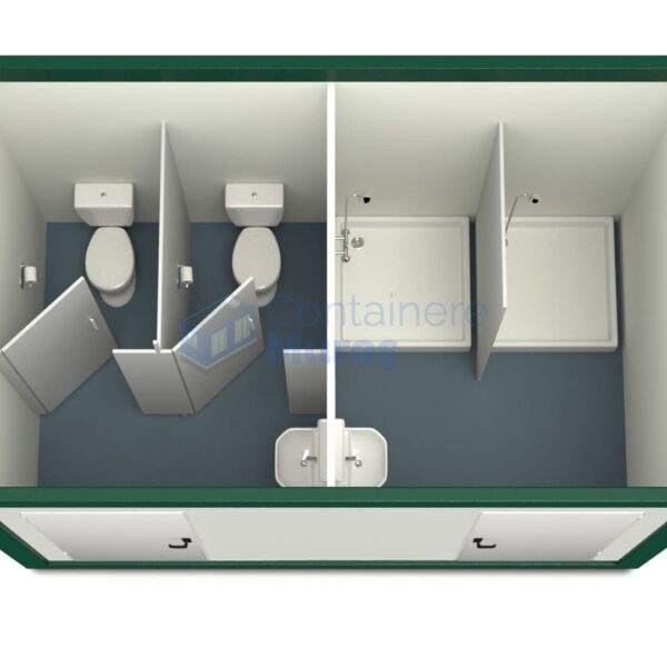 container sanitar mures 4metri 2dusuri 2wc verde