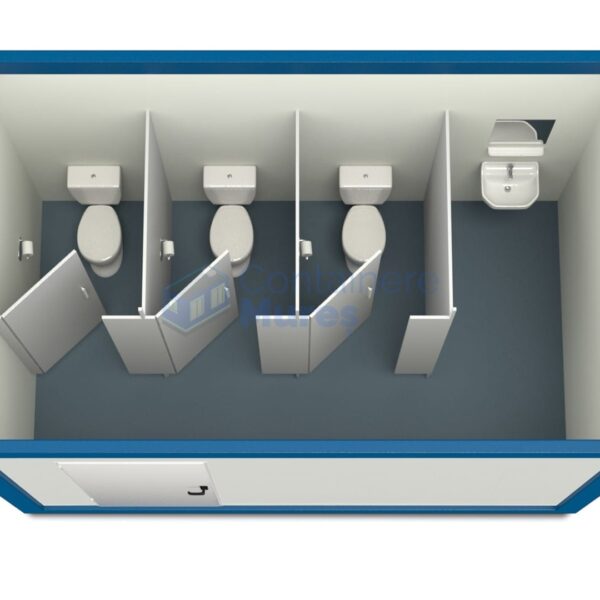 container sanitar mures 4metri 3wc albastru