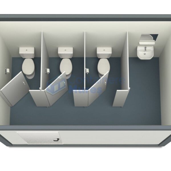 container sanitar mures 4metri 3wc gri