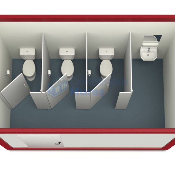 container sanitar mures 4metri 3wc rosu
