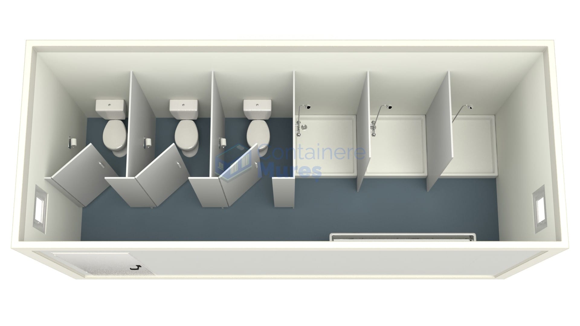 container sanitar mures 6metri 3dusuri 3wc alb