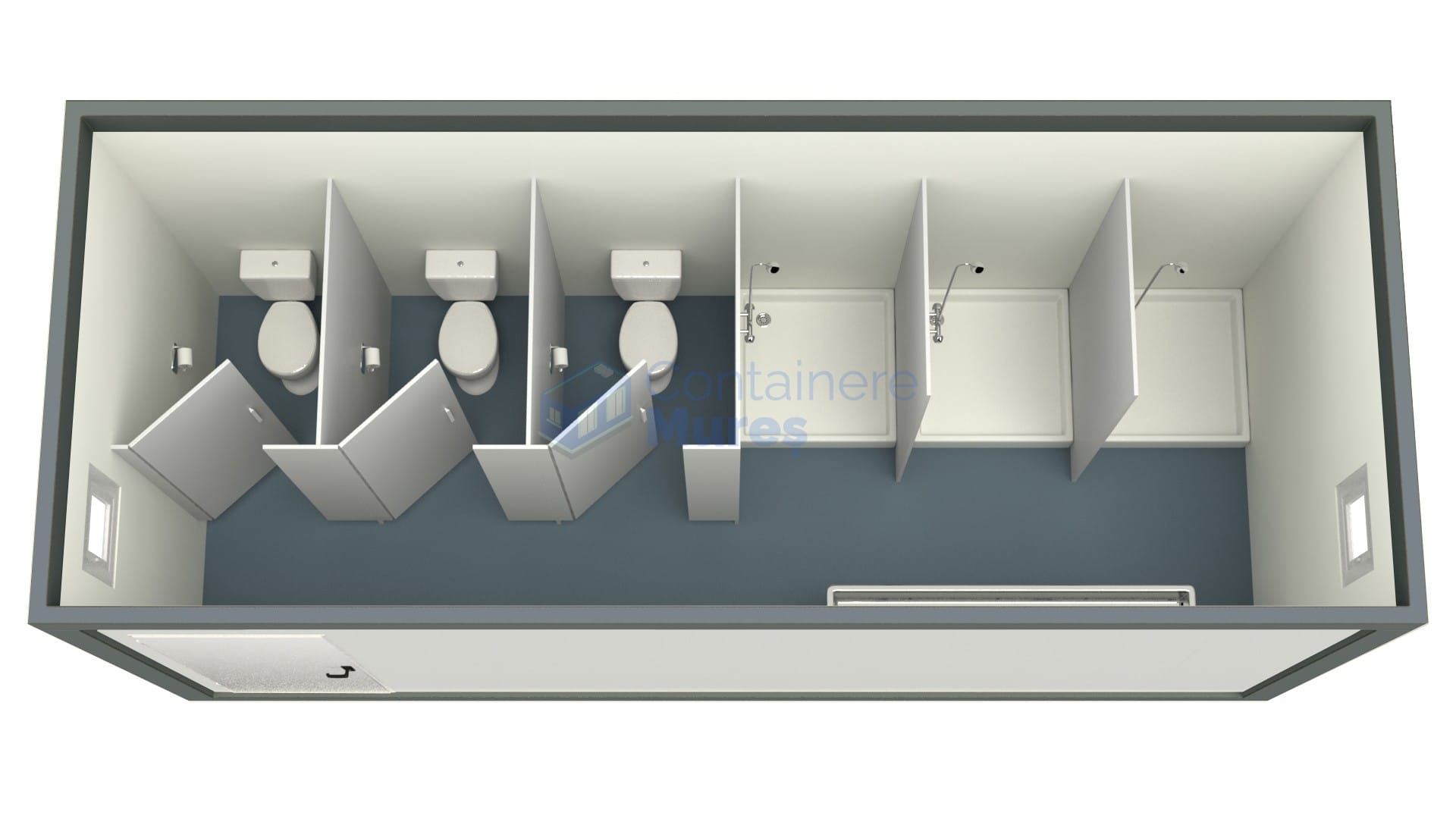 container sanitar mures 6metri 3dusuri 3wc gri