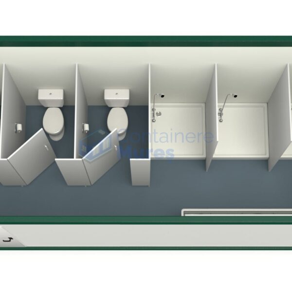 container sanitar mures 6metri 3dusuri 3wc verde