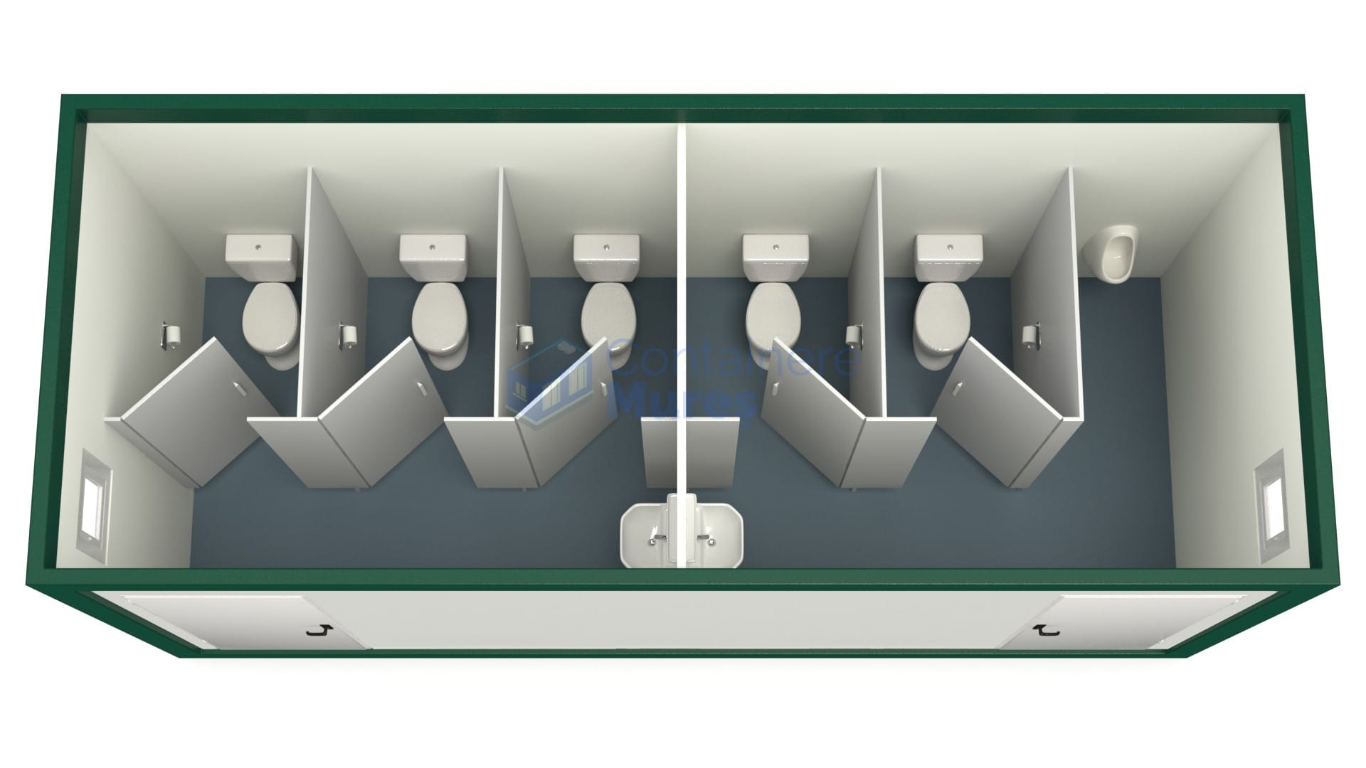 container sanitar mures 6metri 5wc verde